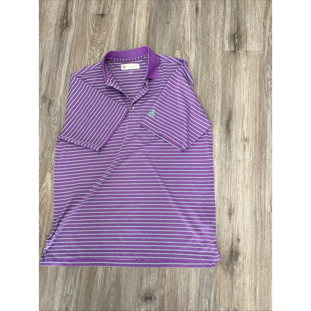 Donald Ross Sport Golf Polo Shirt Men's Blue Green Striped Shirt XL - Picture 9 of 13